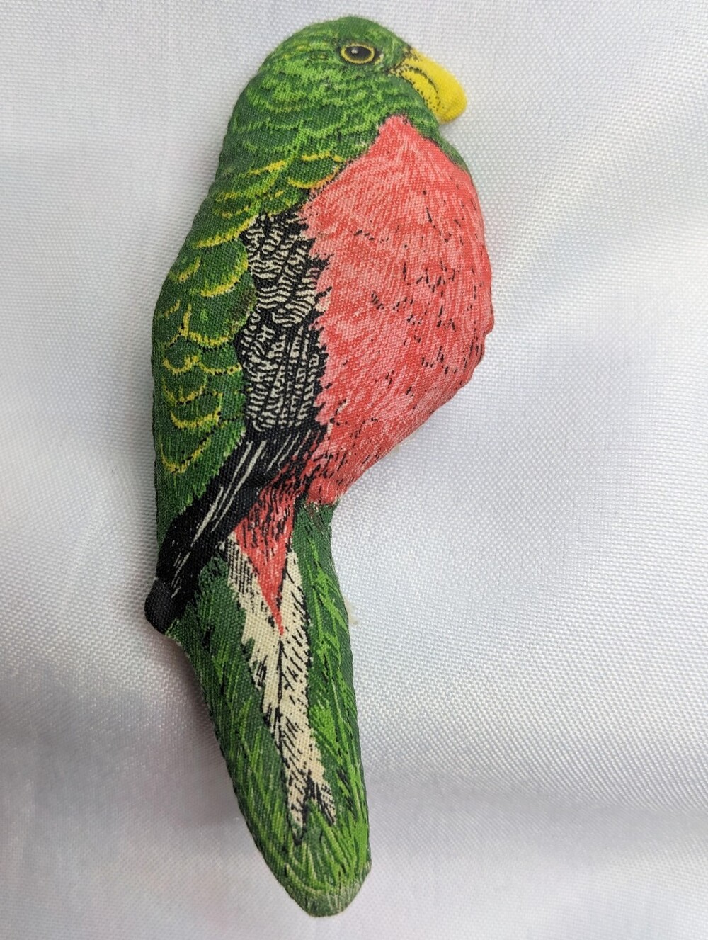 Pretty Puffy Parrot Pin, Vintage 1990